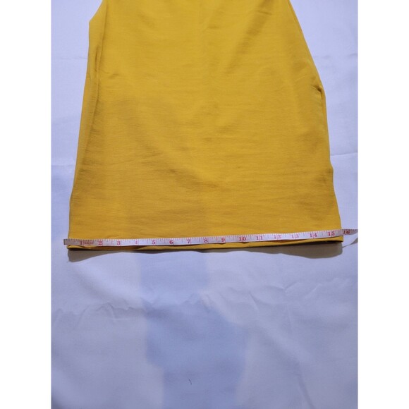NWT Love J Bodycon Dress Juniors Large Mustard Yellow Starlike Neckline Short - Picture 8 of 11
